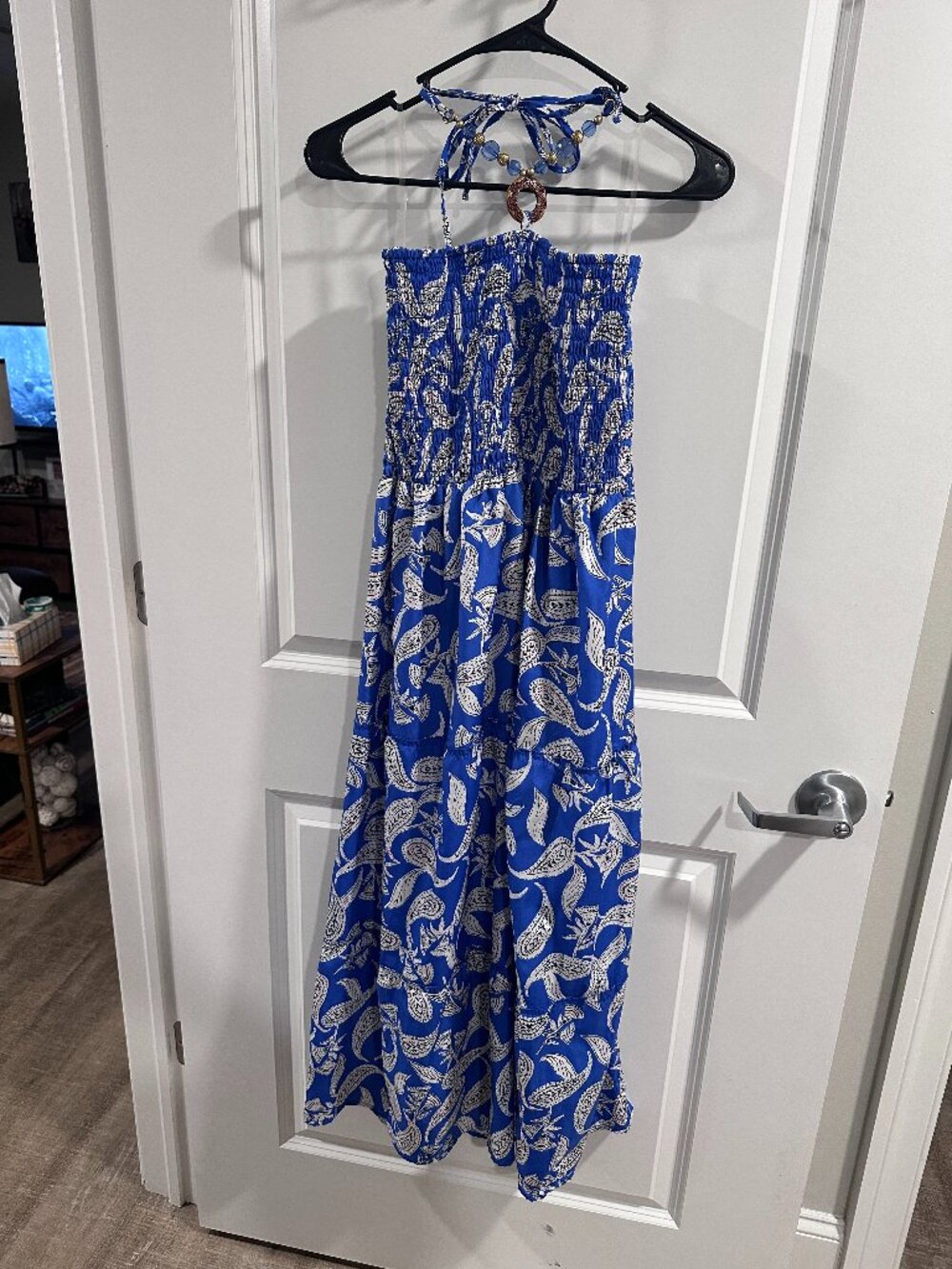 Blue Sleeveless Paisley Maxi Dress